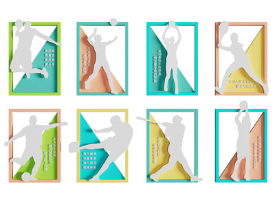 现代体育运动馆宣传栏 美陈 雕塑小品3d模型 现代体育运动馆宣传栏 美陈 雕塑小品