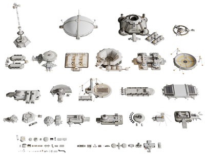 现代卡通建筑 超科幻月球基地3d模型 现代卡通建筑 超科幻月球基地