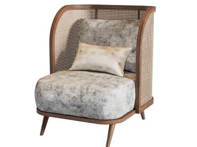 侘寂风编织靠背单人沙发