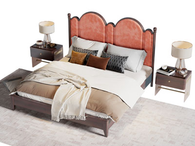 法式双人床 床头柜