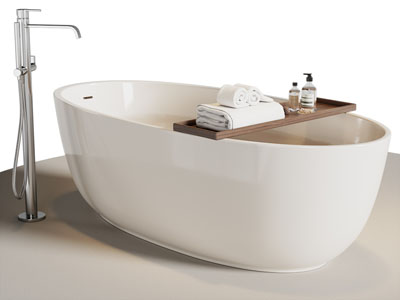 现代椭圆形浴缸浴盆 水龙头