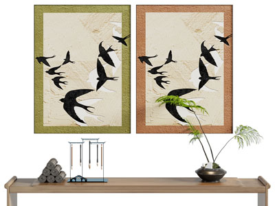 新中式装饰挂画3d模型 新中式装饰挂画