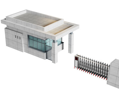 现代保安室 可遥控伸缩大门