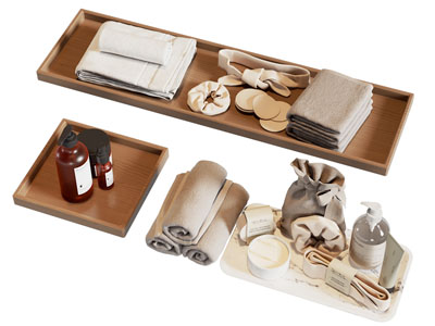 现代托盘毛巾 洗护用品 卫浴小件3d模型 现代托盘毛巾 洗护用品 卫浴小件