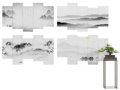 新中式装饰挂画3d模型 新中式装饰挂画