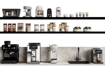 现代咖啡机 咖啡豆 一次性杯子 咖啡杯3d模型 现代咖啡机 咖啡豆 一次性杯子 咖啡杯