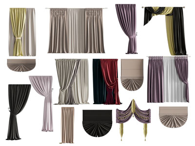 现代布艺窗帘窗纱 罗马窗帘3d模型 现代布艺窗帘窗纱 罗马窗帘