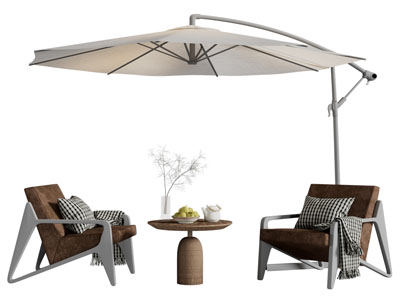 现代户外遮阳伞 休闲椅子 边几
