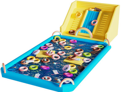 现代甜甜圈游泳池 甜点美陈3d模型 现代甜甜圈游泳池 甜点美陈