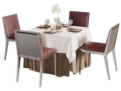 现代方形餐桌椅组合3d模型 现代方形餐桌椅组合