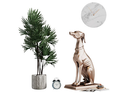 现代金属狗雕塑雕刻 摆件组合3d模型 现代金属狗雕塑雕刻 摆件组合