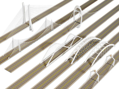 现代立交桥 钢架桥梁 高架桥 拉锁桥3d模型 现代立交桥 钢架桥梁 高架桥 拉锁桥