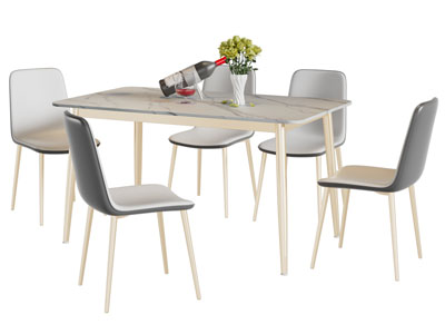 现代长方形餐桌椅组合3d模型 现代长方形餐桌椅组合