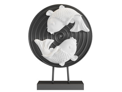 新中式鲤鱼摆件组合3d模型 新中式鲤鱼摆件组合