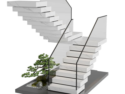 现代玻璃扶手旋转楼梯3d模型 现代玻璃扶手旋转楼梯