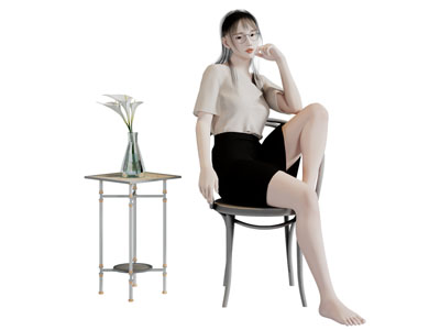 现代坐椅子上的女人 人物3d模型 现代坐椅子上的女人 人物