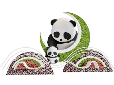 现代熊猫城市雕塑小品3d模型 现代熊猫城市雕塑小品