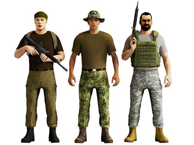 现代军人 民兵 武装人员 男人3d模型 现代军人 民兵 武装人员 男人