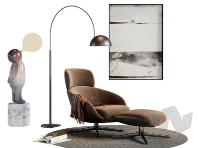 现代休闲椅子 脚踏 落地灯