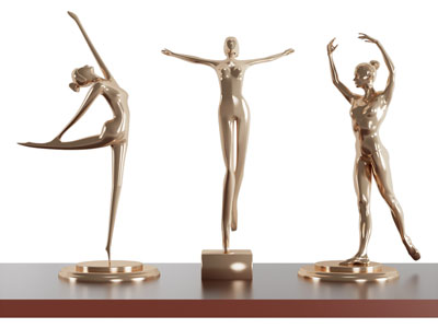 现代跳舞的小女孩雕塑雕刻 摆件组合3d模型 现代跳舞的小女孩雕塑雕刻 摆件组合