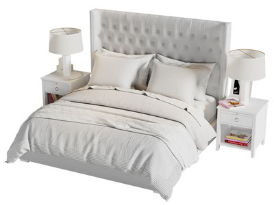 北欧双人床 床头柜