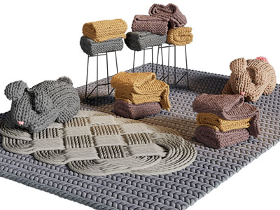 现代编织毛绒玩偶玩具 地毯3d模型 现代编织毛绒玩偶玩具 地毯