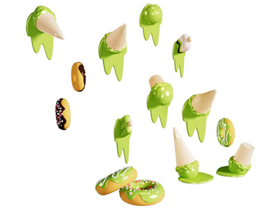 现代美陈 走廊通道墙面冰淇淋 墙饰3d模型 现代美陈 走廊通道墙面冰淇淋 墙饰