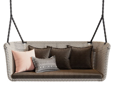 现代藤编多人吊椅