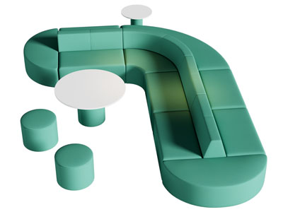 现代转角商务多人沙发 公共椅子