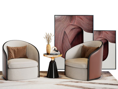 新中式单人沙发 边几