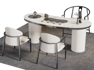 新中式茶桌椅组合3d模型 新中式茶桌椅组合