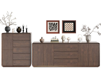 现代中古风玄关柜 边柜 斗柜3d模型 现代中古风玄关柜 边柜 斗柜