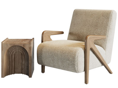 侘寂风休闲椅子 边几