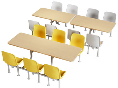 现代食堂餐桌椅组合3d模型 现代食堂餐桌椅组合