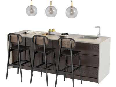 现代吧台吧椅3d模型 现代吧台吧椅