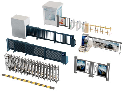 现代伸缩大门 门禁 社区大门 收费杆