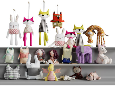 现代儿童布偶玩具 摆件组合3d模型 现代儿童布偶玩具 摆件组合