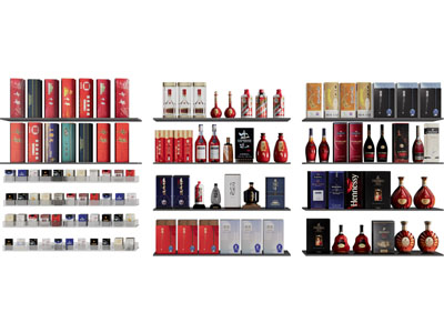 现代白酒酒瓶摆件组合