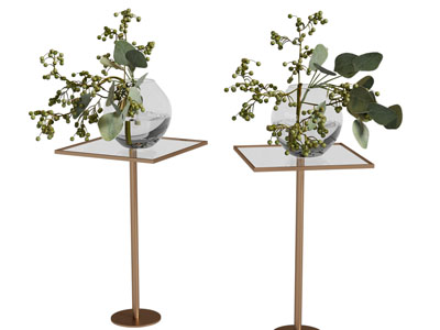 现代玻璃花瓶花卉3d模型 现代玻璃花瓶花卉