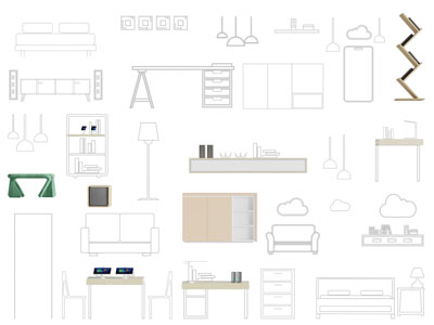现代智慧家庭 发光线条 图标 绿色家庭 板块
