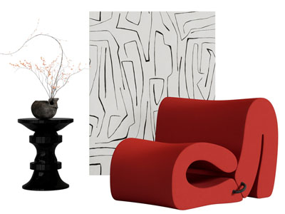 现代单人沙发 边几