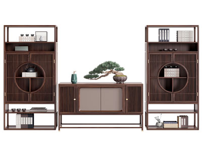 新中式玄关柜 边柜 博古架 装饰柜