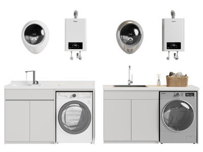 现代阳台洗衣机装饰柜