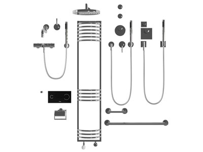 现代淋浴花洒 小背篓毛巾架