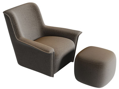 现代单人沙发 脚踏