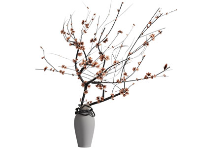 现代陶艺花瓶花卉3d模型 现代陶艺花瓶花卉