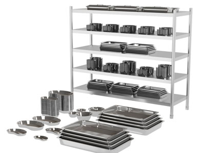 现代不锈钢厨具组合