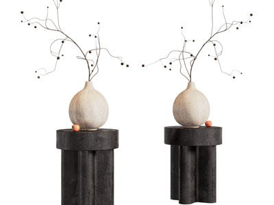 侘寂风花瓶花卉 摆件组合3d模型 侘寂风花瓶花卉 摆件组合