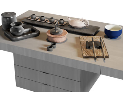 新中式茶壶 茶盘 茶具杯子3d模型 新中式茶壶 茶盘 茶具杯子