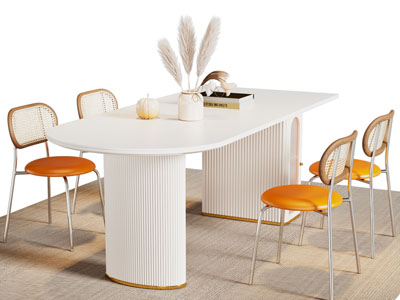 现代轻奢餐桌椅组合3d模型 现代轻奢餐桌椅组合